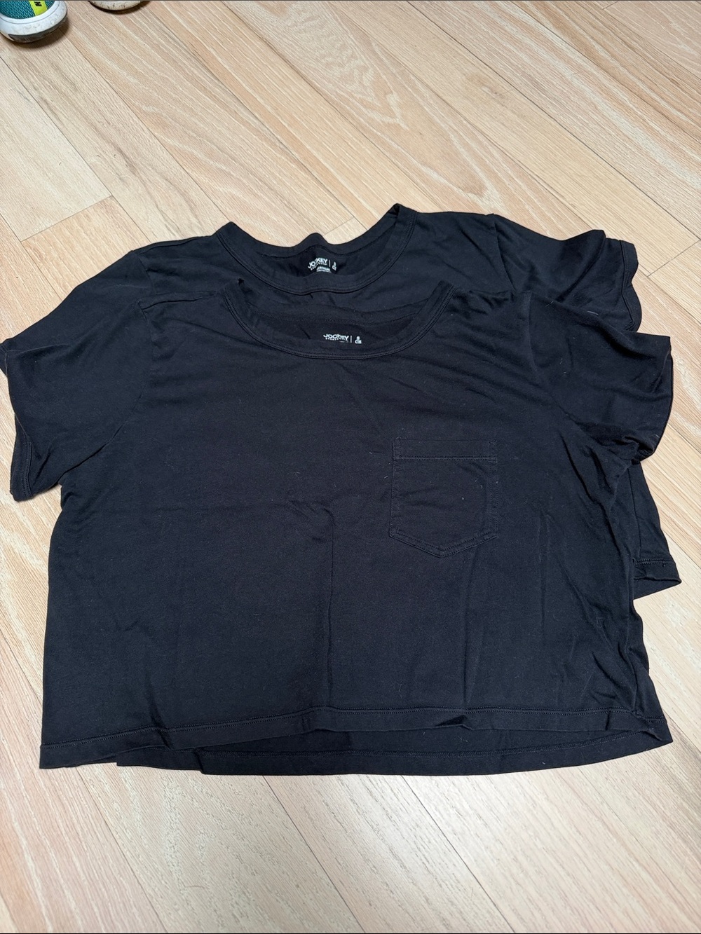 Jockey,  size small, Black Crop Pocket Tee - Set of 2